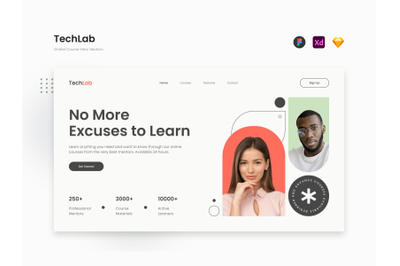 TechLab - Bright White Online Course Hero Section