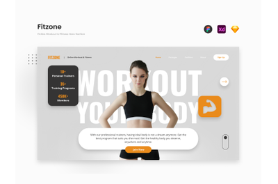 FitZone - Gray Strong Minimalist Online Workout and Fitness Program He