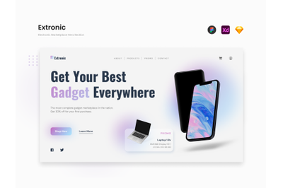 Extronic  Ivory Modern Gradient Electronic Marketplace Hero Section Te