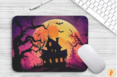 Halloween Haunted House Mouse Pad