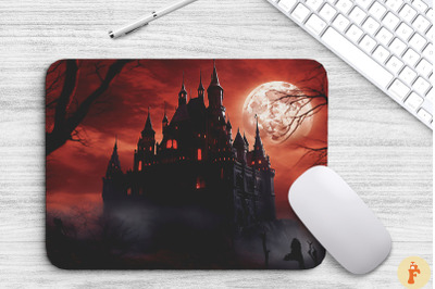 Halloween Haunted Fortress Mouse Pad