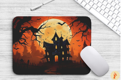 Halloween Witchcraft House Mouse Pad