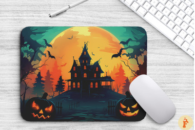 Scary Halloween Mansion Mouse Pad