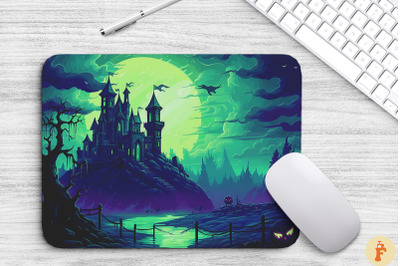 Halloween Castle Pixel Art Mouse Pad