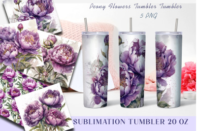 Lily peony Flowers Tumbler | Sublimation 20 oz Skinny