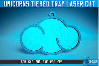 Unicorns Tiered Tray Laser Cut SVG | Tiered Tray Laser Cut SVG Design