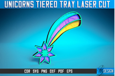 Unicorns Tiered Tray Laser Cut SVG | Tiered Tray Laser Cut SVG Design