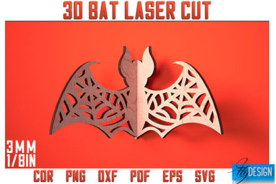 3D Bat Laser Cut SVG | Bat Laser Cut SVG Design | CNC Files