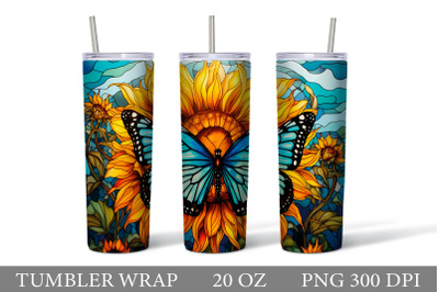 Stained Glass Butterfly Tumbler. Sunflowers Tumbler Design