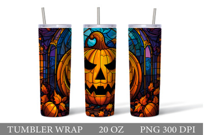 Stained Glass Pumpkin Tumbler. Halloween Tumbler Sublimation