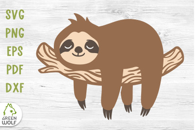 Sleeping sloth on branch svg file for cricut
