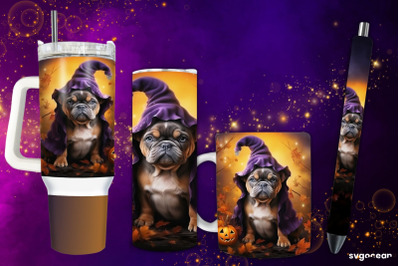 Halloween American Bulldog Wrap Bundle | Tumbler | Mug | Pen