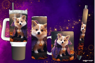 Halloween Corgi Wrap Bundle | Tumbler | Mug | Pen