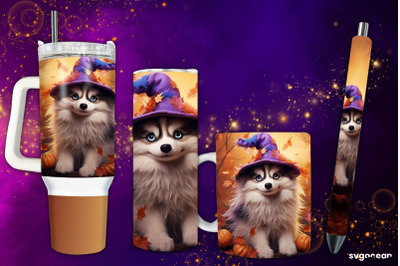 Halloween Husky Wrap Bundle | Tumbler | Mug | Pen