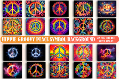 Hippie Groovy Peace Symbol Background Bundle