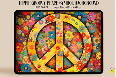 Hippie Peace Symbol On Floral Background