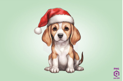 Beagle dog in Santa Hat