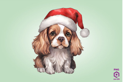 Spaniel dog in Santa Hat