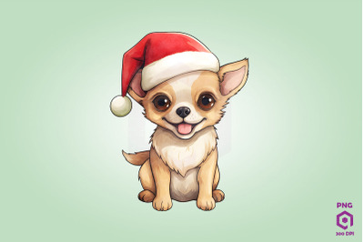 Chihuahua dog in Santa Hat