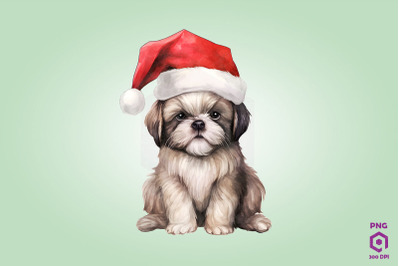 Shih Tzu dog in Santa Hat