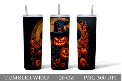 Scary Pumpkin Tumbler Sublimation. Halloween Tumbler Wrap