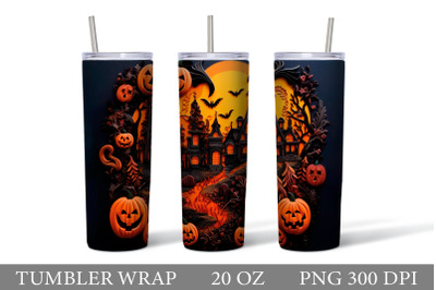 Halloween Tumbler Sublimation. Scary Pumpkin Tumbler Design