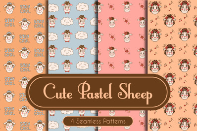 Cute Pastel Sheep Seamless Patterns