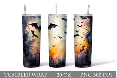 Halloween Bat Tumbler Wrap. Bat Silhouette Tumbler Design
