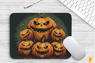 A Group Of Scary Pumpkins Mouse Pad