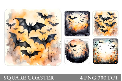 Bat Square Coaster. Halloween Bat Coaster Sublimation