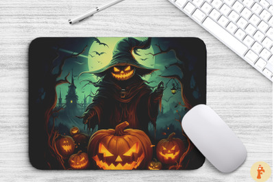 Halloween Mouse Pad With Pumpkin Ghost