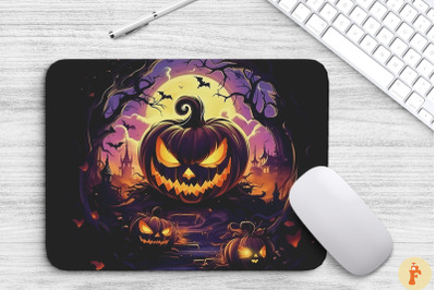 Halloween Mouse Pad With Scary Pumpkin