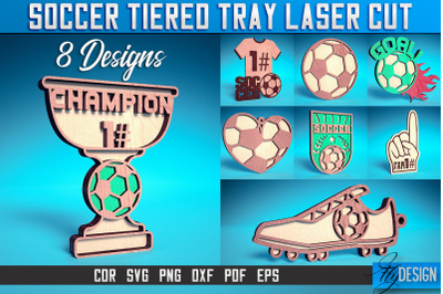 Soccer Tiered Tray Laser Cut SVG | Tiered Tray Laser Cut SVG Design |