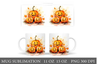 Halloween Pumpkin Mug Sublimation. Cute Pumpkin Mug Design