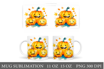 Cute Pumpkin Mug Sublimation. Halloween Pumpkin Mug Wrap