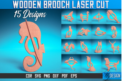 Wooden Brooch Laser Cut SVG | Accessories Laser Cut SVG Design | CNC