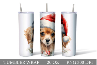 Dog Watercolor Tumbler. Christmas Dog Tumbler Sublimation