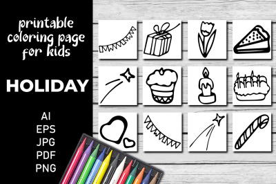 Holiday Coloring Pages. Printable Coloring Books.