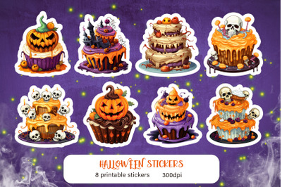 Cute cartoon cupcake sticker pack Halloween sticker PNG