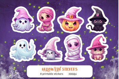 Cute cartoon characters sticker pack Halloween sticker PNG