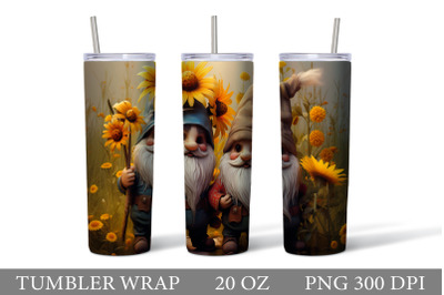 Gnome Tumbler Sublimation. Gnome Sunflowers Tumbler Wrap