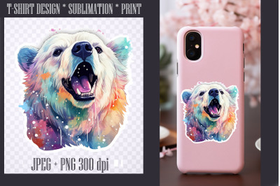 Bright watercolor Polar bear,transparent PNG/JPEG 300dpi