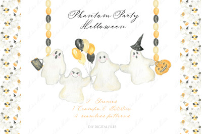 Halloween Phantom Party DIY Digital Clipart