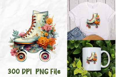 Retro Roller Skates Wild Flowers