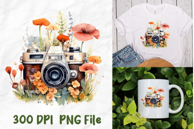 Retro Film Polaroid Camera Wild Flowers