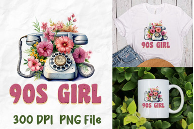 90s Girl Retro Telephone Wild Flower