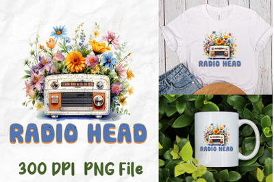 Retro Radio Head Wild Flower Watercolor