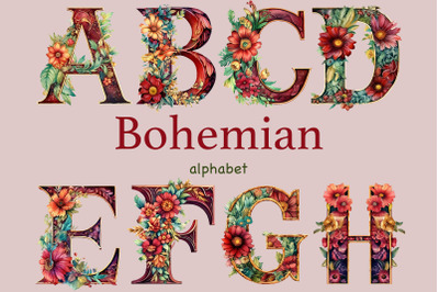 Bohemian Alphabet | Wedding Clipart Bundle