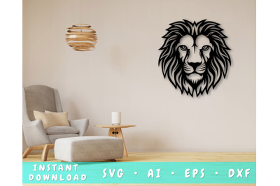 Lion Laser SVG Cut File&2C; Lion Glowforge File&2C; Lion DXF&2C; Lion Wall Art