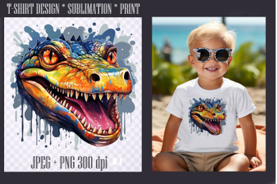 Bright watercolor Crocodile Alligator,transparent PNG/JPEG
